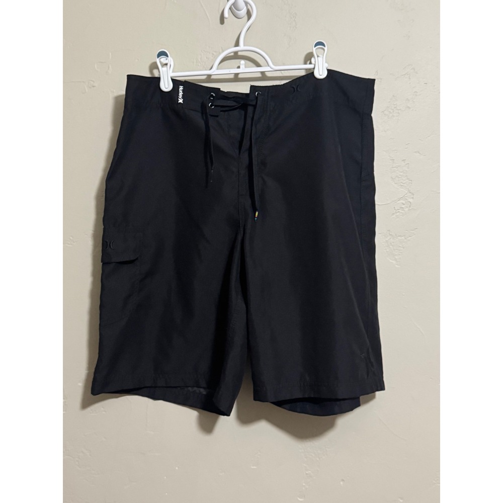 Hurley Mens Board Shorts 34 Black Swim Trunks Surf Beach Cargo